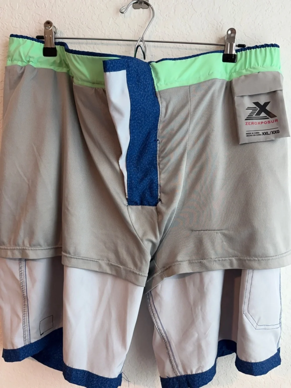 ZeroXposur Men's Royal Blue Swim Board Shorts with Lime Accents